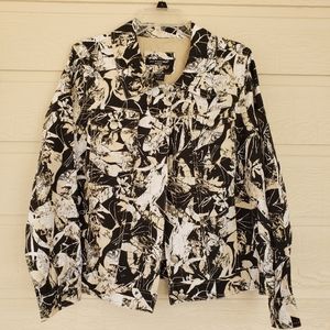 St. Tropez West Linen Jacket lightweight Abstract Print Woman’s  Linen j…